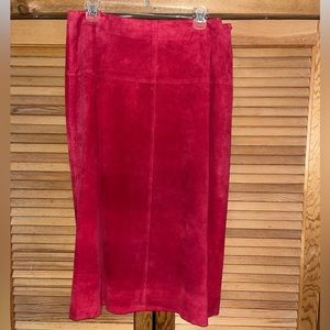 Beautiful suede below knee length skirt Garnet color
